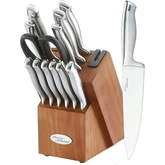 Marco Almond 14-Piece Stainless Steel Knife Set