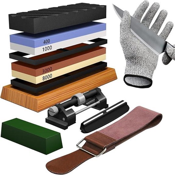 Knife Sharpening Stone Kit with Grits and Accessories