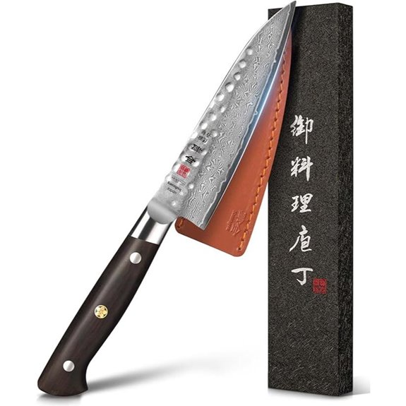 Damascus Paring Knife 5 Inch with Ebony Handle
