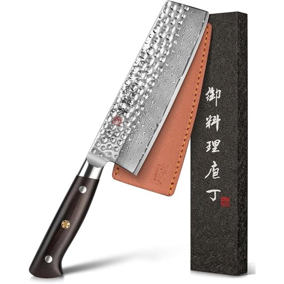 7-Inch Damascus Steel Nakiri Knife with Ebony Handle