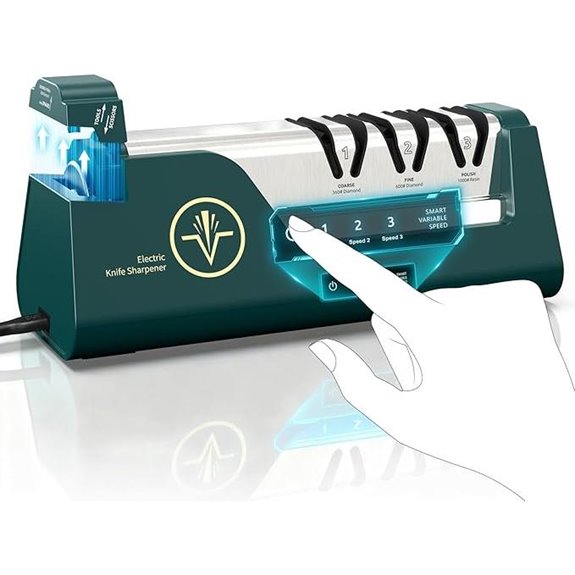 Electric Knife Sharpener with Diamond Abrasives & 4-Stage Guides
