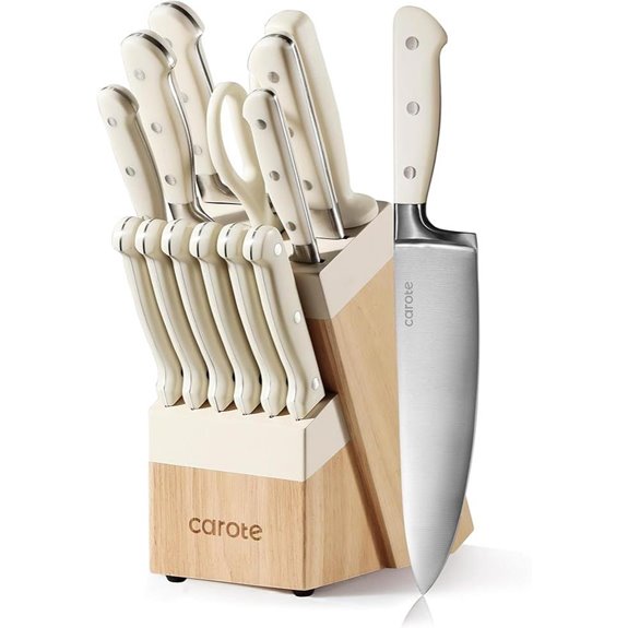 CAROTE 14-Piece High Carbon Steel Knife Set