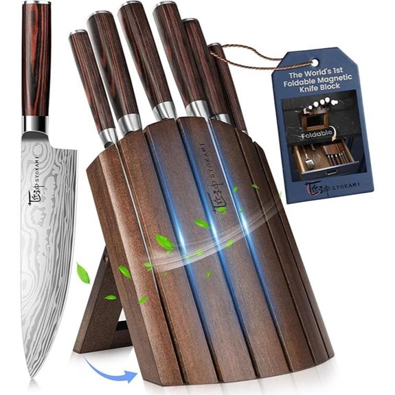 7-Piece Japanese Kitchen Knife Set with Acacia Block