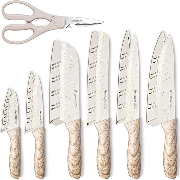 Astercook 13-Piece Kitchen Knife Set with Wooden Handles