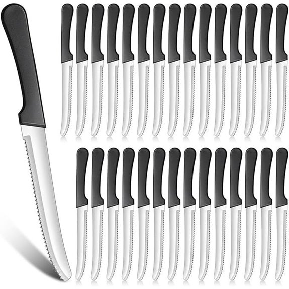 thirty serrated steak knives