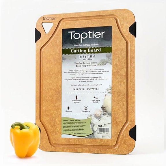 Wooden Cutting Board with Juice Grooves and Non-Slip Feet